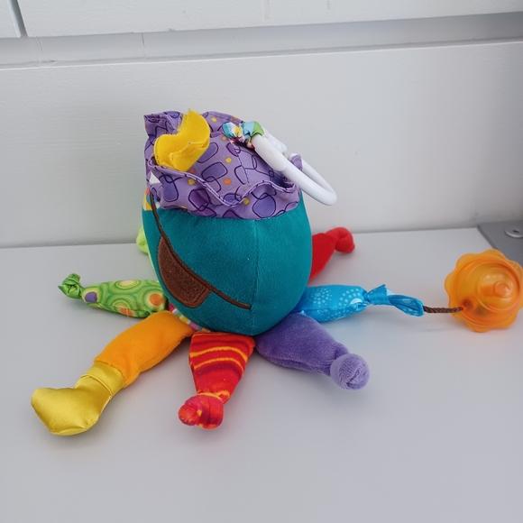 •Tomy Lamaze Pirate Octopus Baby 8" Plush Rattle Mirror Sensory Fabrics Clip On - Picture 3 of 11